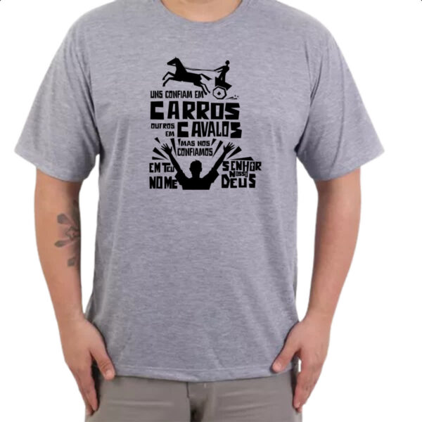 Camiseta Cinza Gospel Salmos 20.7 - Imagem 3