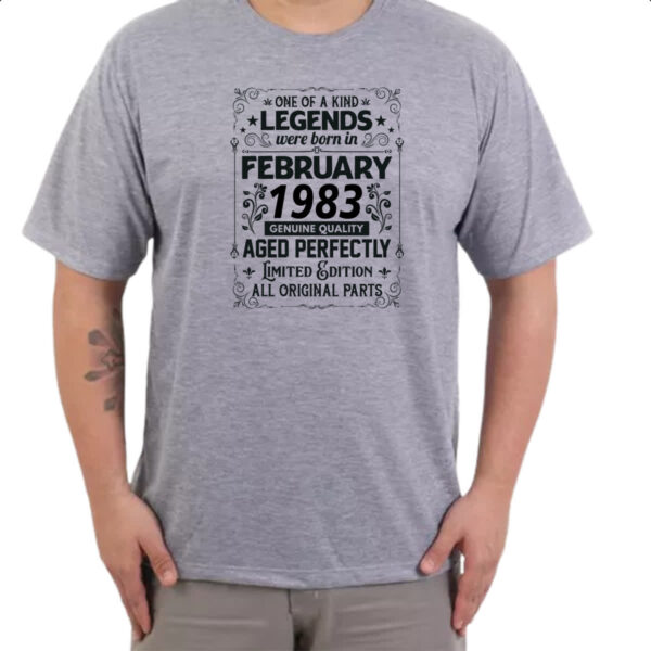 Camiseta Cinza Legends Were Born FEV-1983 - Imagem 3