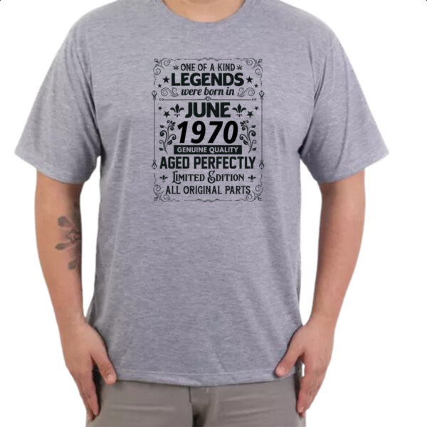 Camiseta Cinza Legends Were Born JUN-1970 - Imagem 3