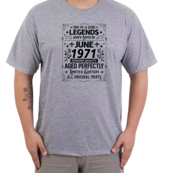 Camiseta Cinza Legends Were Born JUN-1971 - Imagem 3