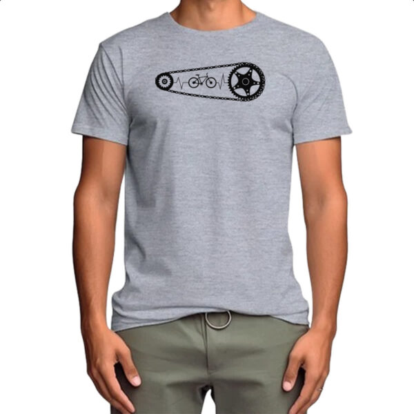 Camiseta Cinza Batimento cardiaco catraca bicicleta - Imagem 4