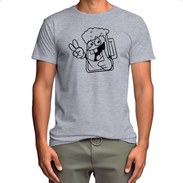 Camiseta Cinza Caneca de Chop Divertida - Imagem 4