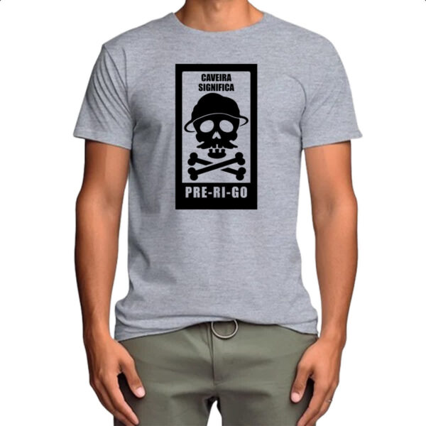 Camiseta Cinza Caveira Perigo - Imagem 4