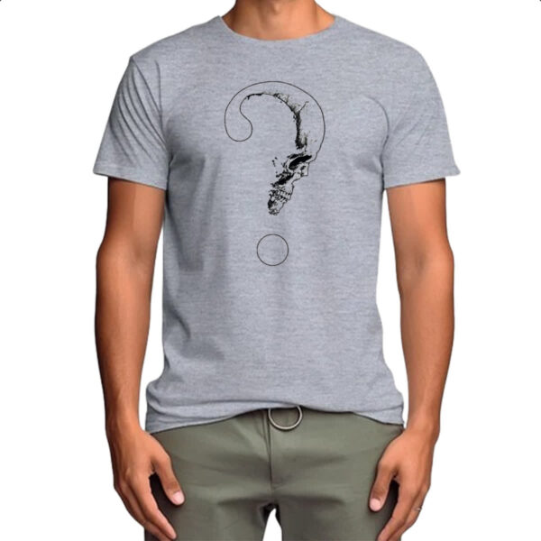 Camiseta Cinza Caveira interrogacao - Imagem 4