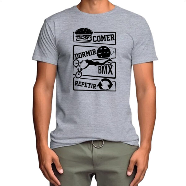 Camiseta Cinza Comer Dormir BMX Repetir - Imagem 4