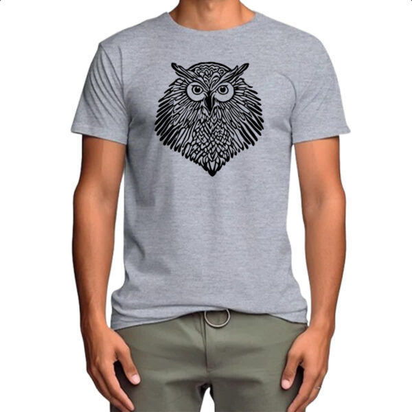 Camiseta Cinza Coruja tribal - Imagem 4