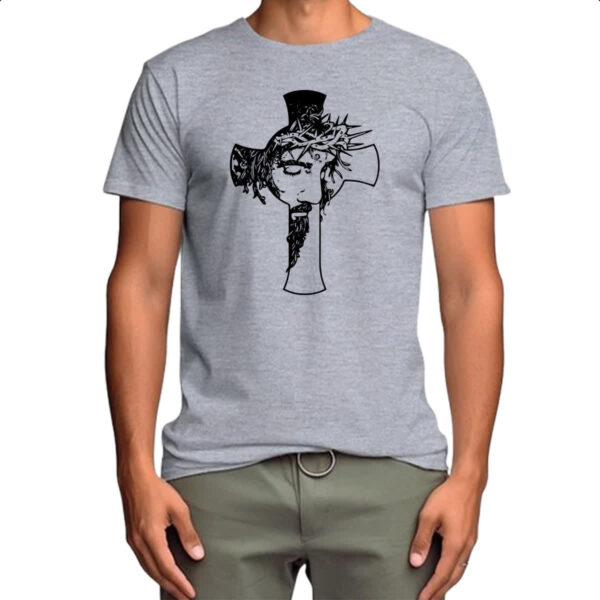 Camiseta Cinza Cruz - Jesus - Imagem 4