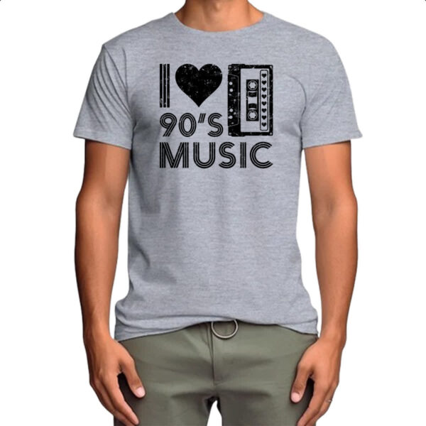 Camiseta Cinza Eu amo musica anos 90 - Imagem 4