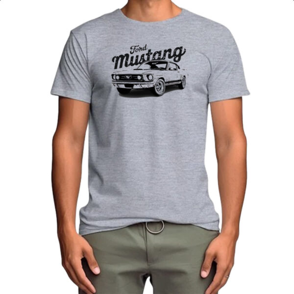 Camiseta Cinza Ford Mustang Muscle Car - Imagem 4