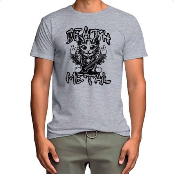 Camiseta Cinza Gato Death Metal - Imagem 4