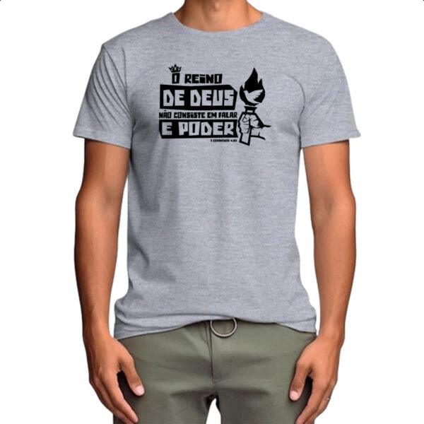 Camiseta Cinza Gospel 1 Corintios 4.20 - Imagem 4