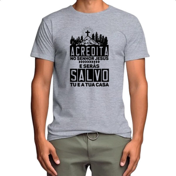 Camiseta Cinza Gospel Atos 16.31 - Imagem 4