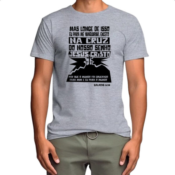 Camiseta Cinza Gospel Galatas 6.14 - Imagem 4