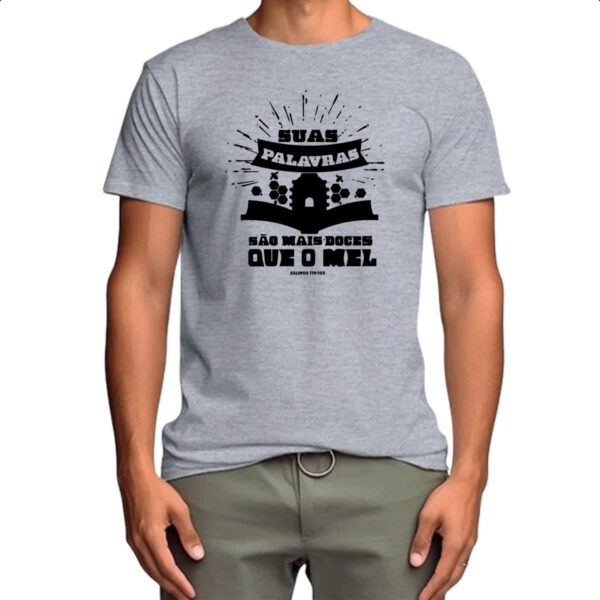 Camiseta Cinza Gospel Salmos 119.103 - Imagem 4