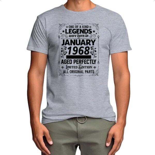 Camiseta Cinza Legends Were Born JAN-1968 - Imagem 4
