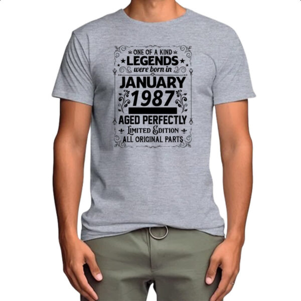 Camiseta Cinza Legends Were Born JAN-1987 - Imagem 4