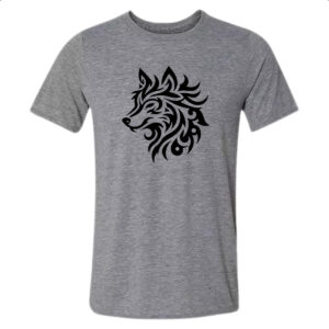 Camiseta Cinza Lobo silhueta tribal