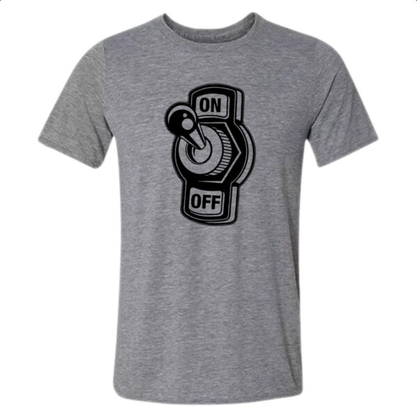 Camiseta Cinza Botao Liga Desliga On Off