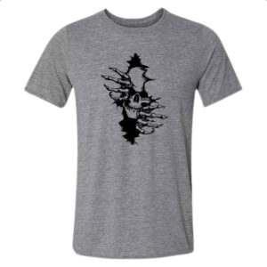 Camiseta Cinza Caveira rasgando a camisa