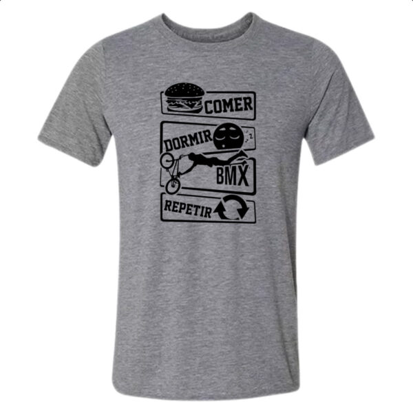 Camiseta Cinza Comer Dormir BMX Repetir