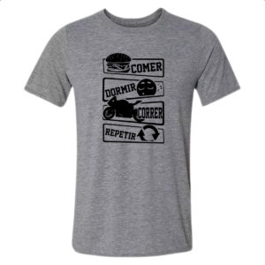 Camiseta Cinza Comer Dormir Correr Repetir