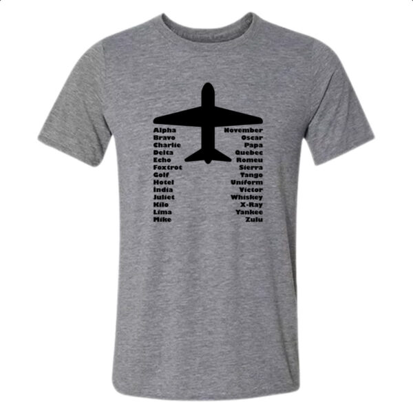 Camiseta Cinza Aviao codigos foneticos