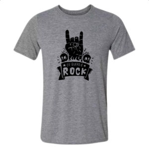 Camiseta Cinza Eu quero e Rock