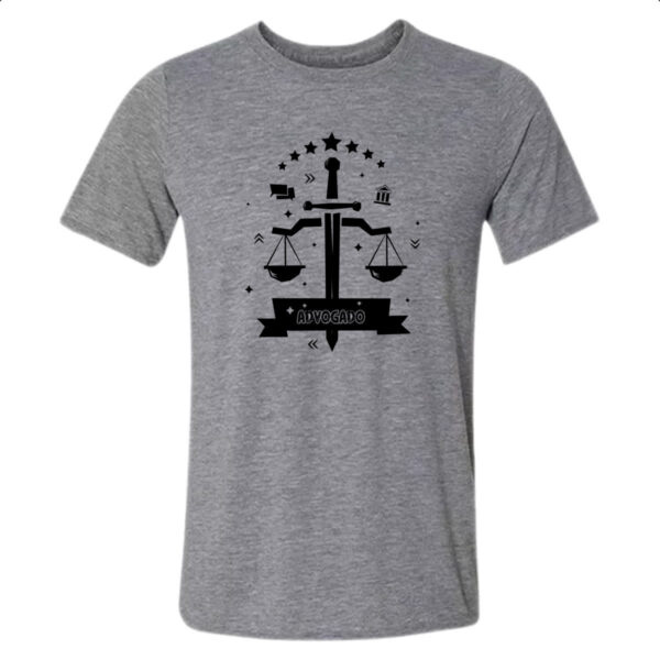 Camiseta Cinza Advogado balanca e espada