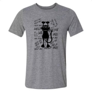 Camiseta Cinza Gato Cat Help Socorro