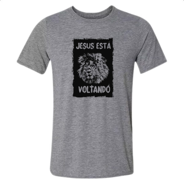 Camiseta Cinza Gospel Jesus esta voltando Leao