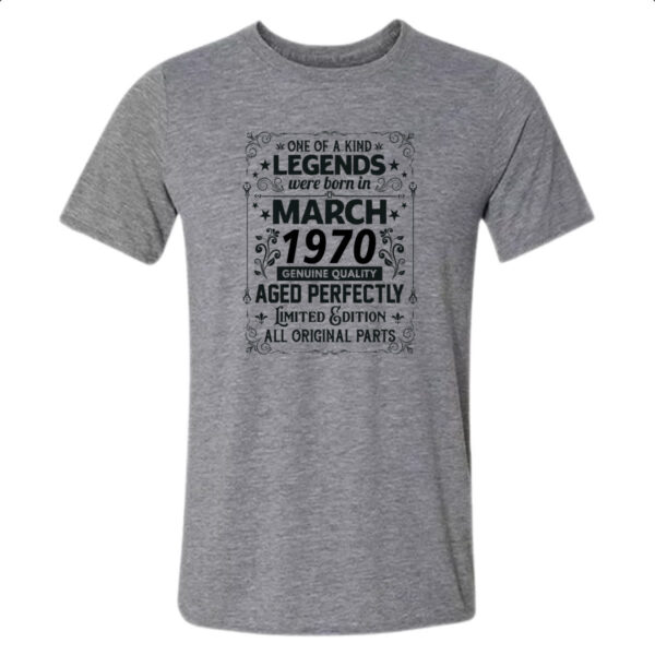 Camiseta Cinza Legends Were Born MAR-1970