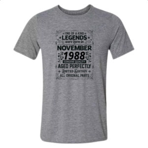 Camiseta Cinza Legends Were Born NOV-1988