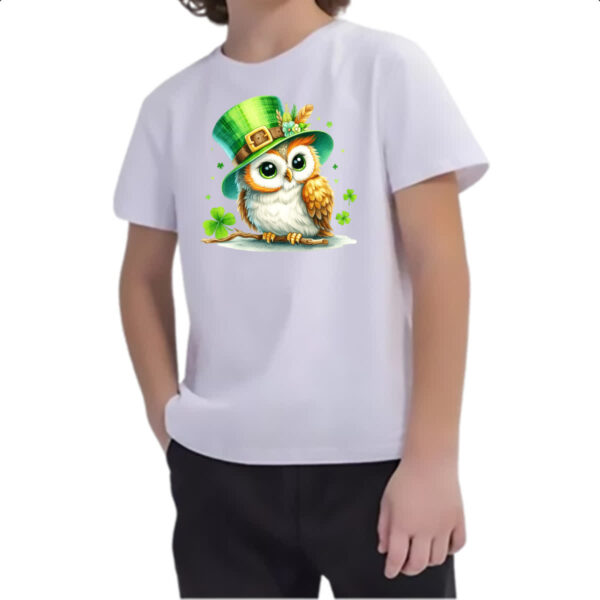 Camiseta Infanto Juvenil St Patricks Day Coruja - Imagem 2