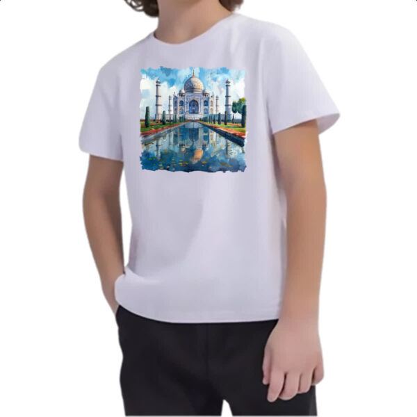 Camiseta Infanto Juvenil Taj Mahal watercolor - Imagem 2