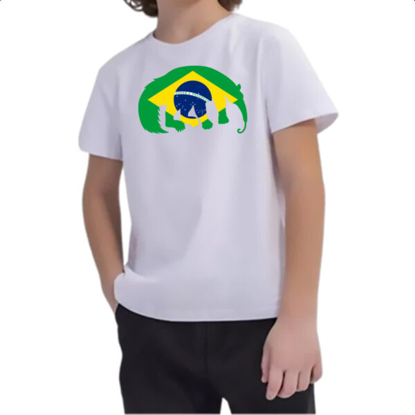 Camiseta Infanto Juvenil Tamandua Bandeira Fauna Brasileira - Imagem 2