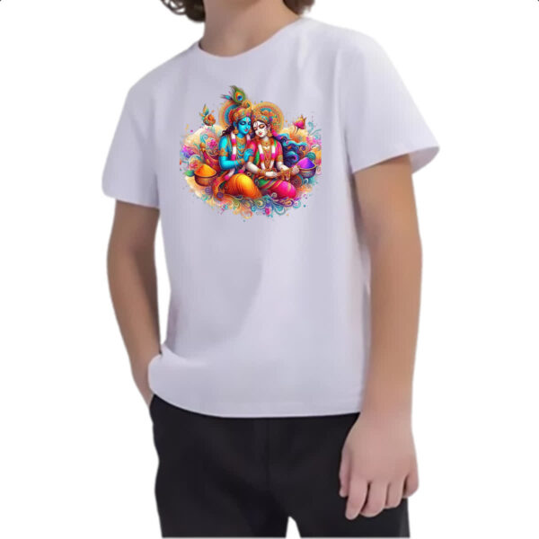 Camiseta Infanto Juvenil Holi Radha Krishna - Imagem 2