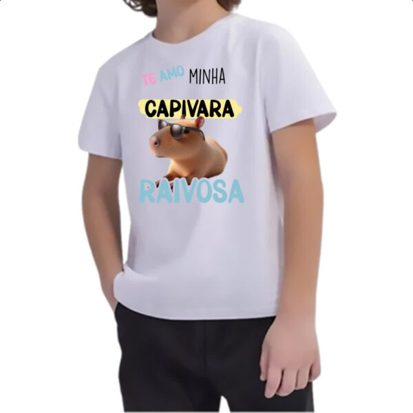 Camiseta Infanto Juvenil Capivara te amo minha raivosa - Imagem 2