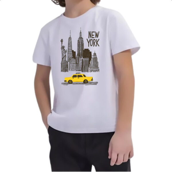 Camiseta Infanto Juvenil New York Pintura Nanquim - Imagem 2
