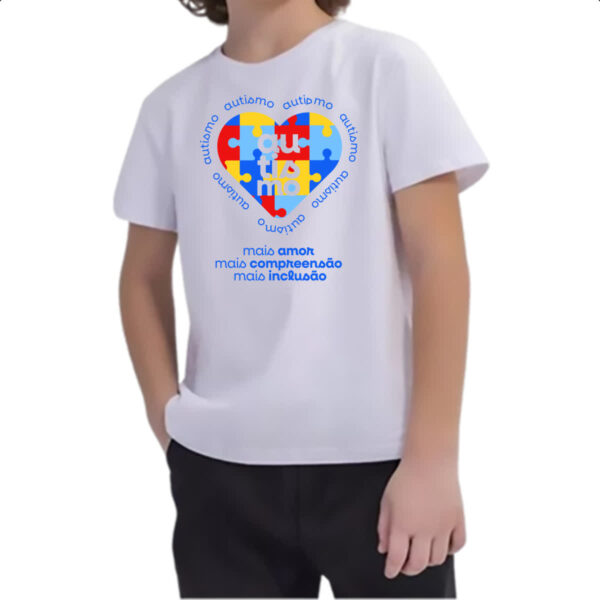Camiseta Infanto Juvenil Autismo mais amor - Imagem 2