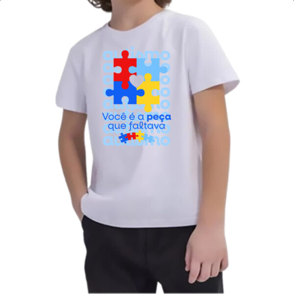 Camiseta Infanto Juvenil Autismo peca que faltava - Imagem 2