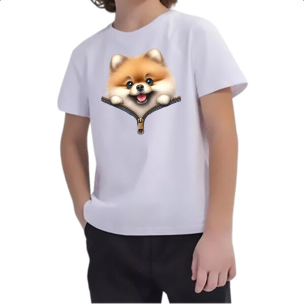 Camiseta Infanto Juvenil Spitz Alemao no Ziper - Imagem 2