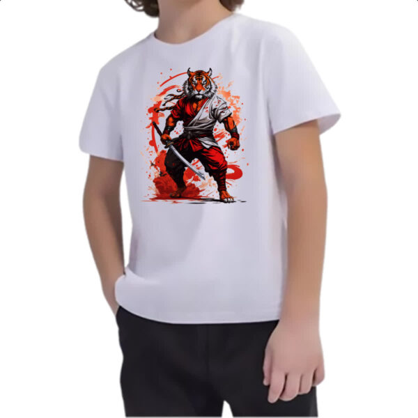 Camiseta Infanto Juvenil Tigre samurai splash arte - Imagem 2