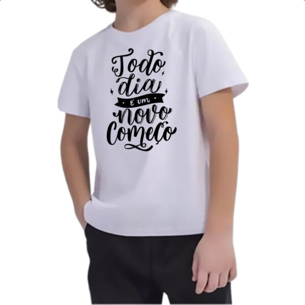 Camiseta Infanto Juvenil Todia dia novo comeco - Imagem 2
