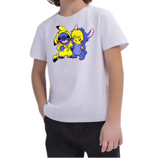 Camiseta Infanto Juvenil Stitch and Pikachu - Imagem 2