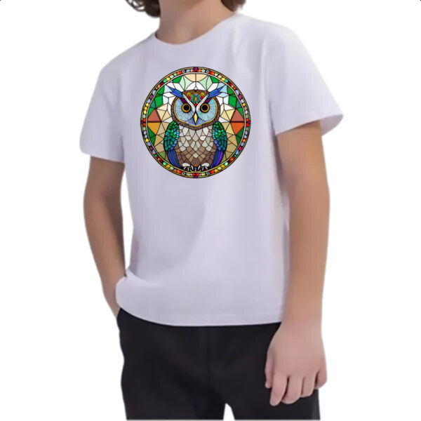 Camiseta Infanto Juvenil Vitral Coruja - Imagem 2