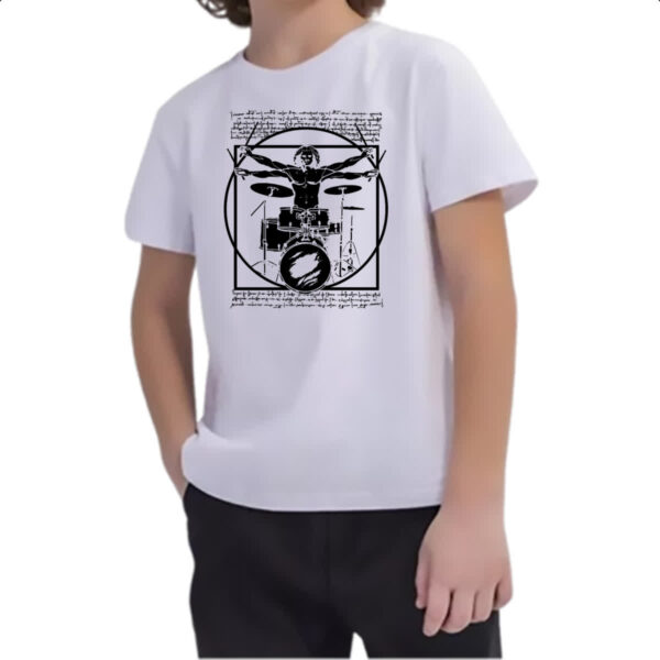 Camiseta Infanto Juvenil Vitruvian baterista - Imagem 2