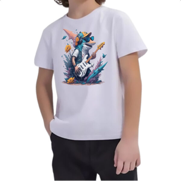 Camiseta Infanto Juvenil Tubarao guitarrista - Imagem 2