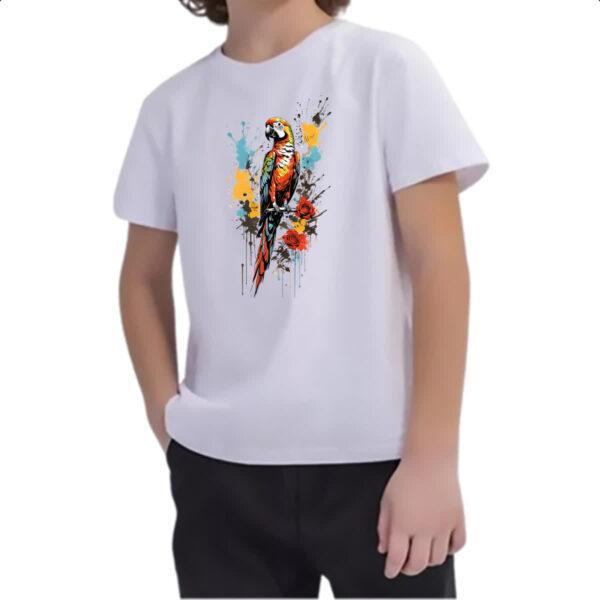 Camiseta Infanto Juvenil Arara splash art - Imagem 2