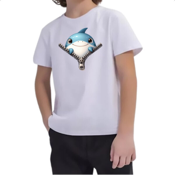 Camiseta Infanto Juvenil Tubarao no ziper - Imagem 2