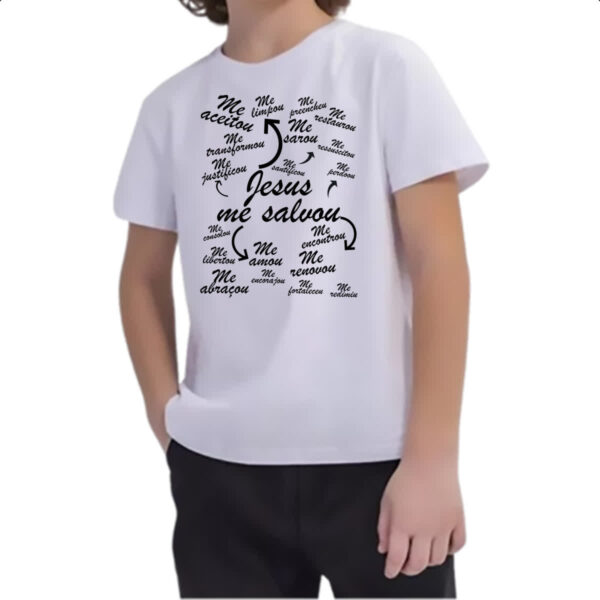 Camiseta Infanto Juvenil Jesus me salvou - Imagem 2